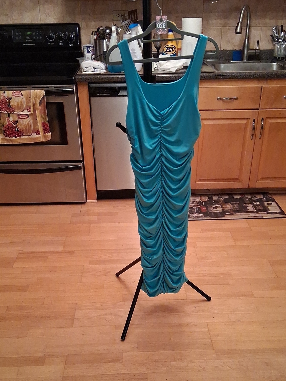 Source Unknown Turquoise Ruched Tank Midi Dress
